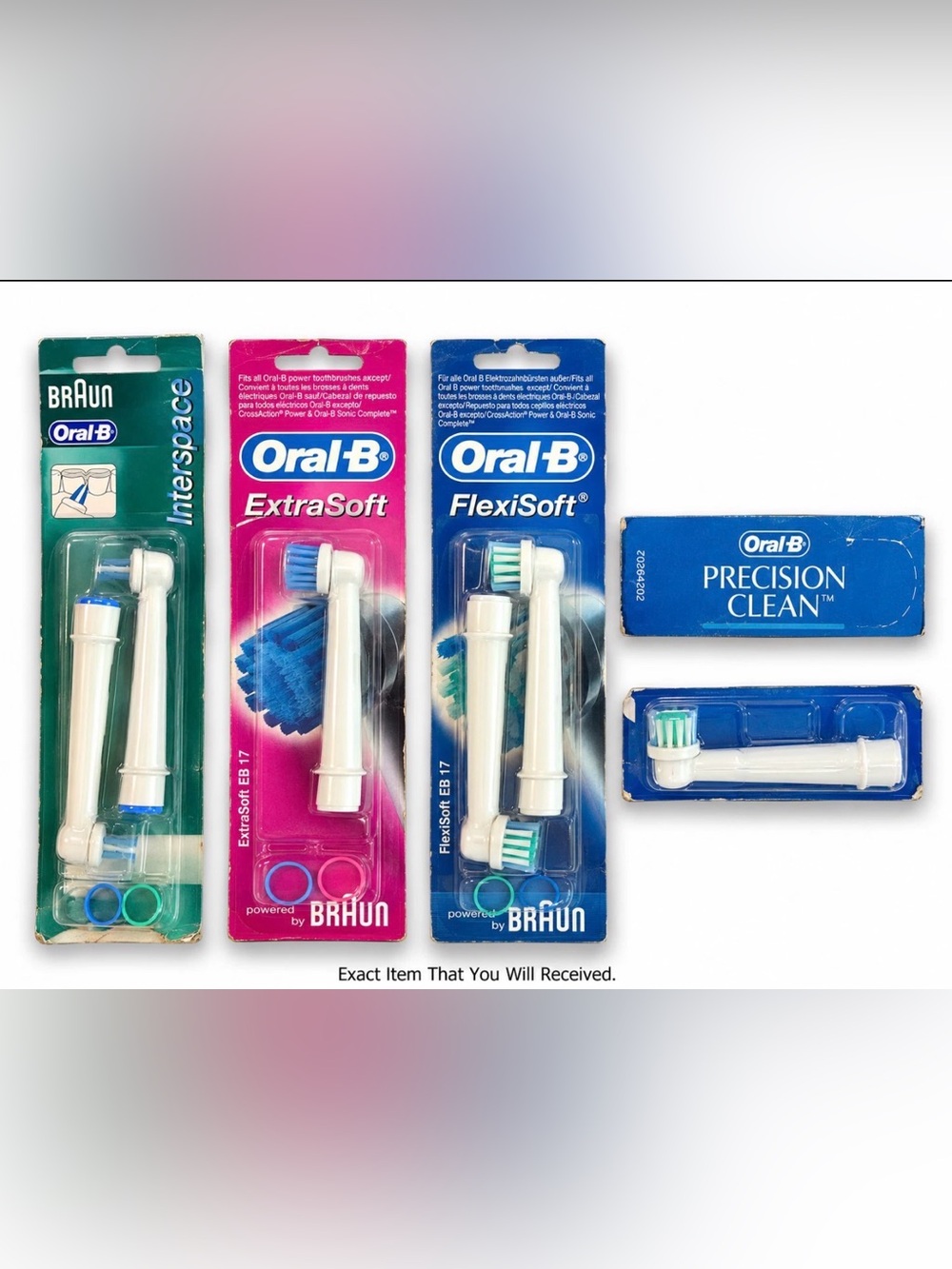 NEW Braun Oral-B Replacement Brush Head Lot – 7 Pieces – Interspace / Ex